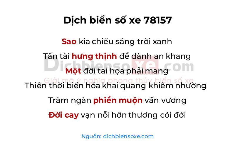 Dịch thơ biển số 78157