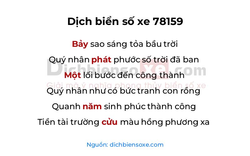 Dịch thơ biển số 78159