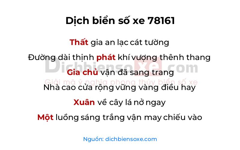Dịch thơ biển số 78161