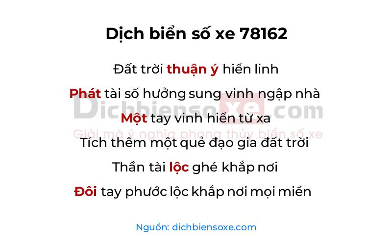 Dịch thơ biển số 78162