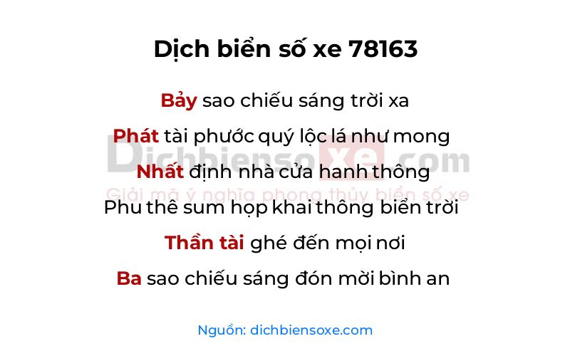 Dịch thơ biển số 78163