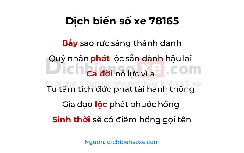 Dịch thơ biển số 78165