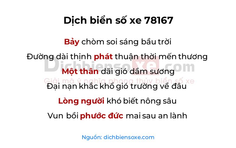 Dịch thơ biển số 78167