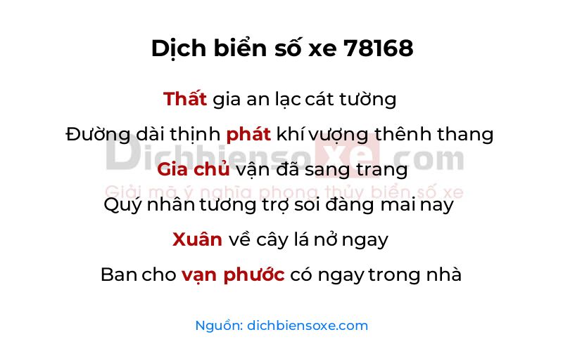 Dịch thơ biển số 78168