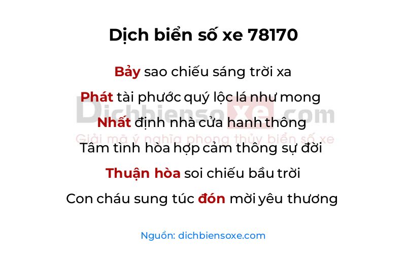 Dịch thơ biển số 78170
