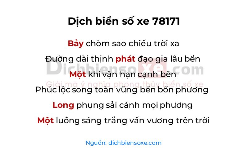 Dịch thơ biển số 78171