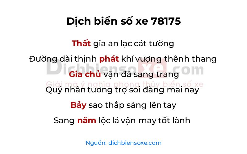 Dịch thơ biển số 78175