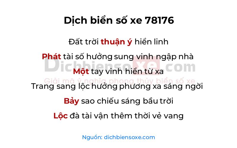 Dịch thơ biển số 78176