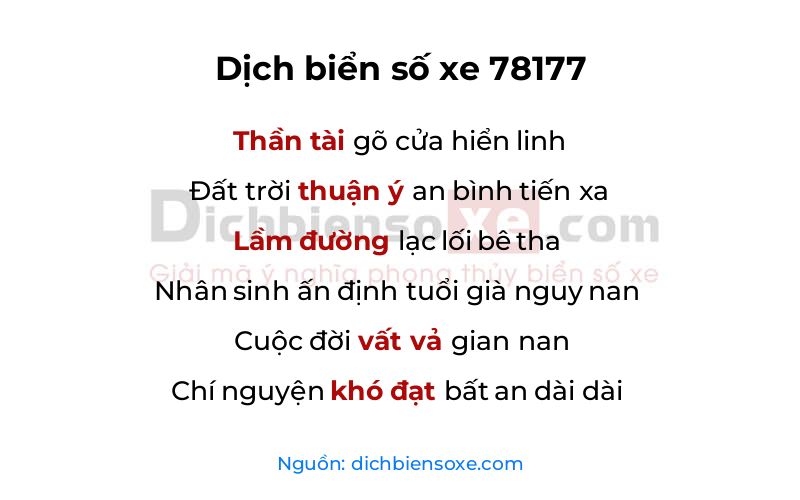 Dịch thơ biển số 78177