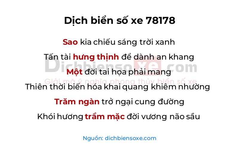 Dịch thơ biển số 78178
