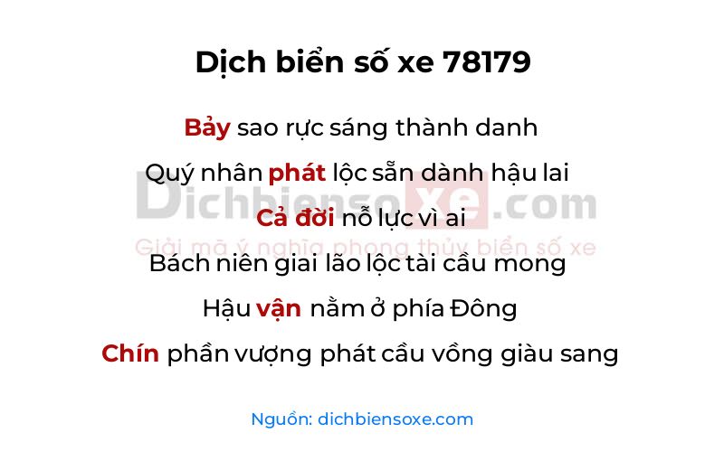 Dịch thơ biển số 78179
