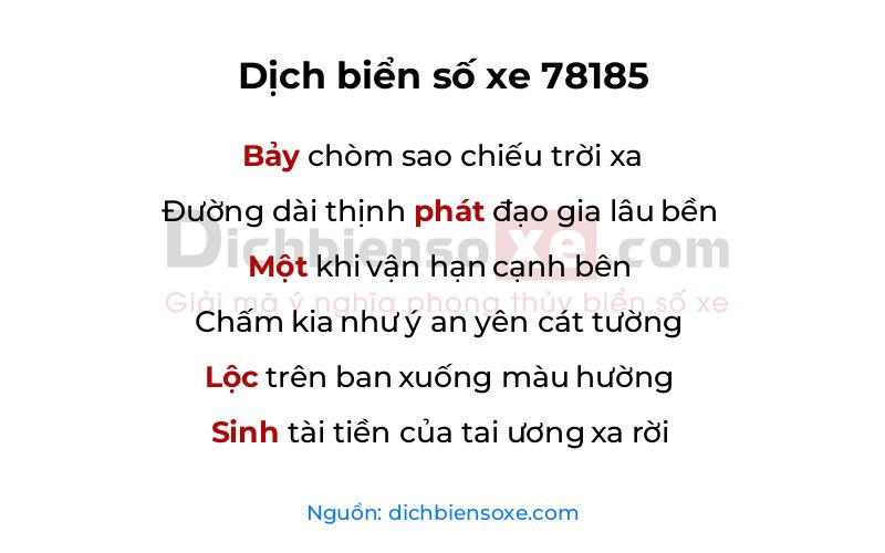 Dịch thơ biển số 78185