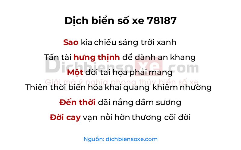 Dịch thơ biển số 78187