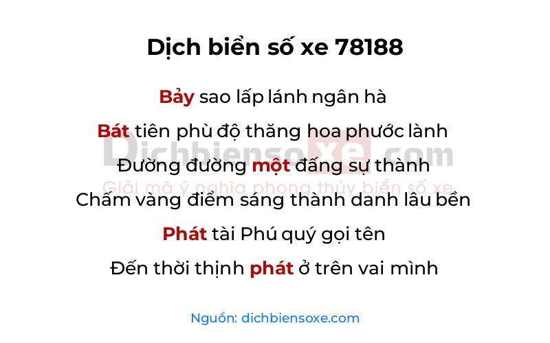 Dịch thơ biển số 78188