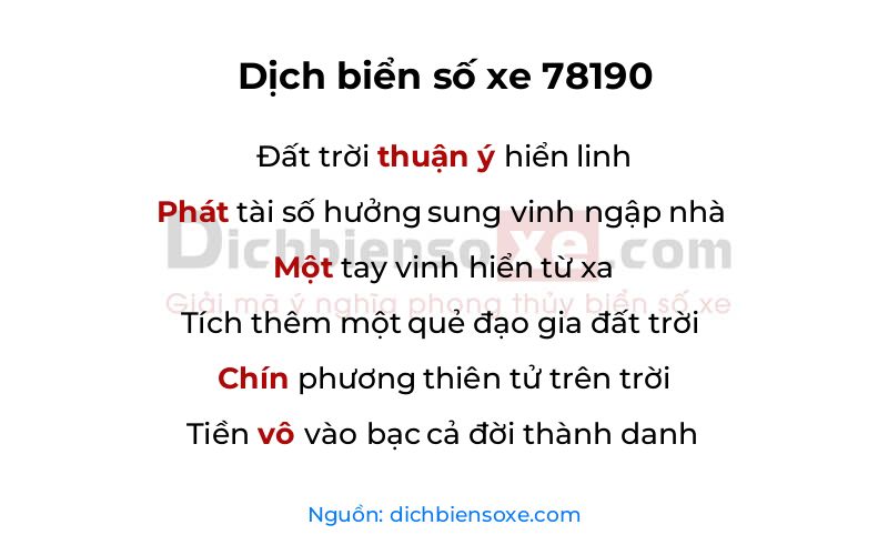 Dịch thơ biển số 78190