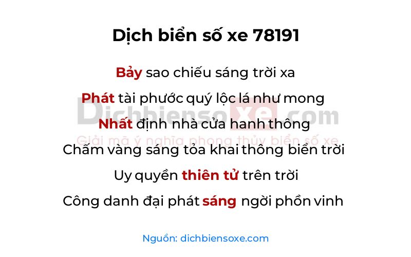 Dịch thơ biển số 78191