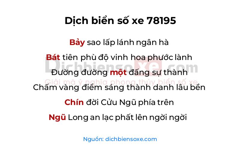 Dịch thơ biển số 78195