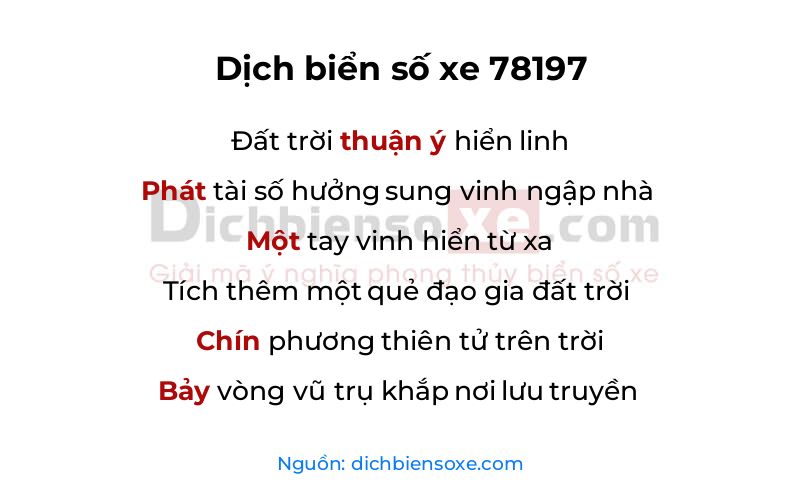 Dịch thơ biển số 78197
