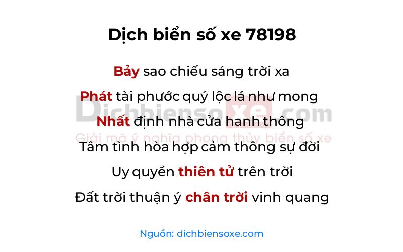 Dịch thơ biển số 78198
