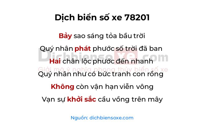 Dịch thơ biển số 78201