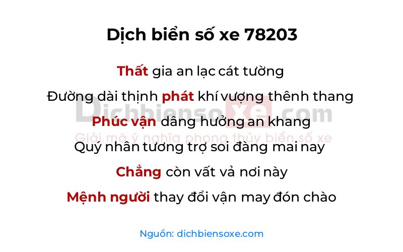 Dịch thơ biển số 78203
