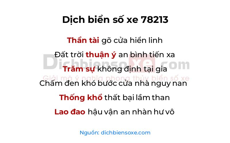 Dịch thơ biển số 78213