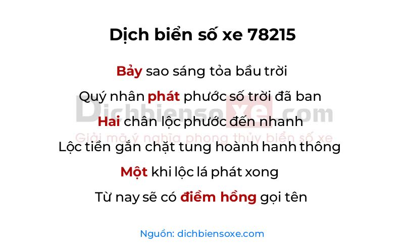Dịch thơ biển số 78215