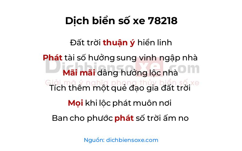 Dịch thơ biển số 78218