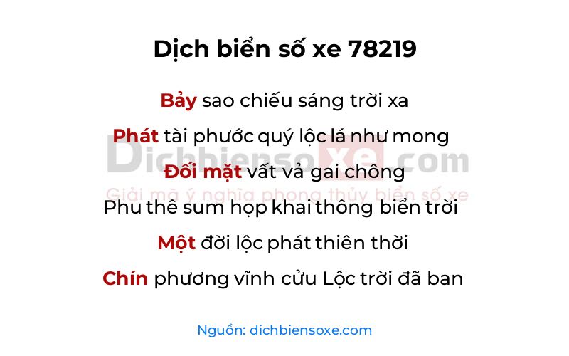 Dịch thơ biển số 78219