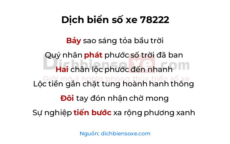 Dịch thơ biển số 78222
