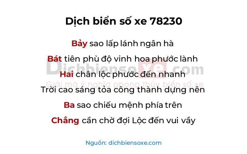 Dịch thơ biển số 78230