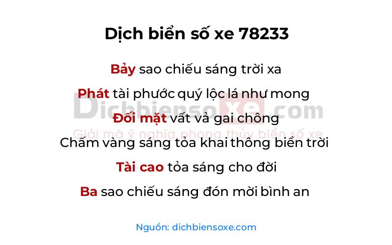 Dịch thơ biển số 78233