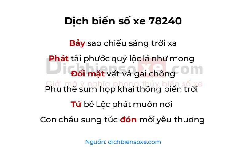 Dịch thơ biển số 78240