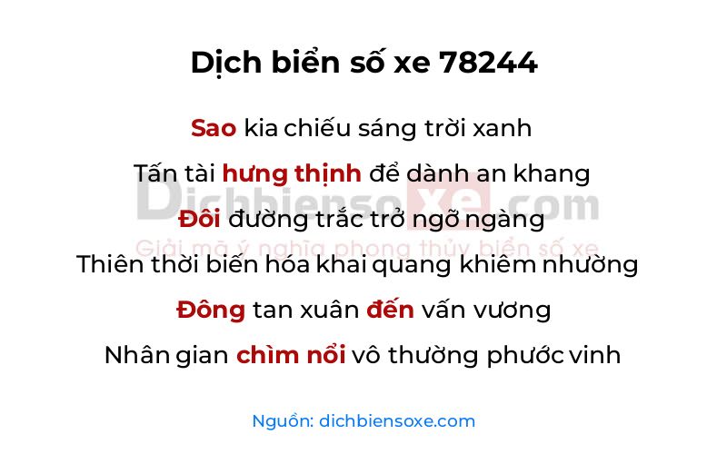 Dịch thơ biển số 78244