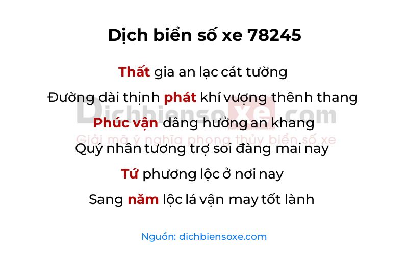 Dịch thơ biển số 78245