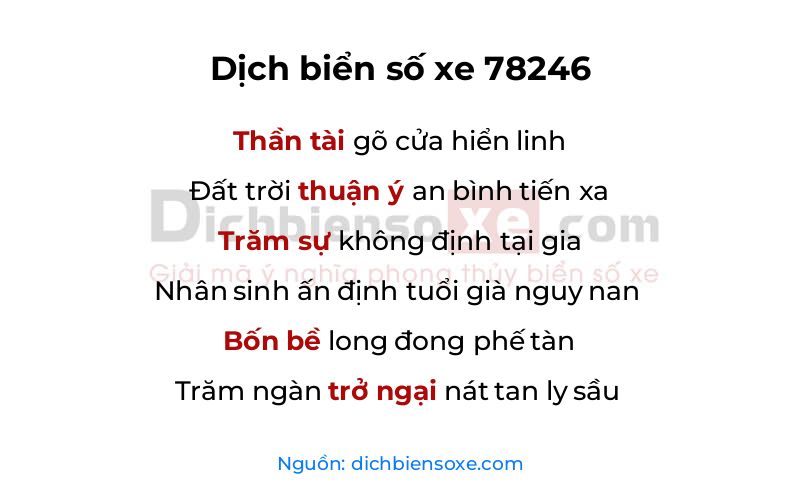 Dịch thơ biển số 78246