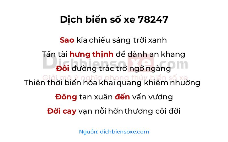 Dịch thơ biển số 78247