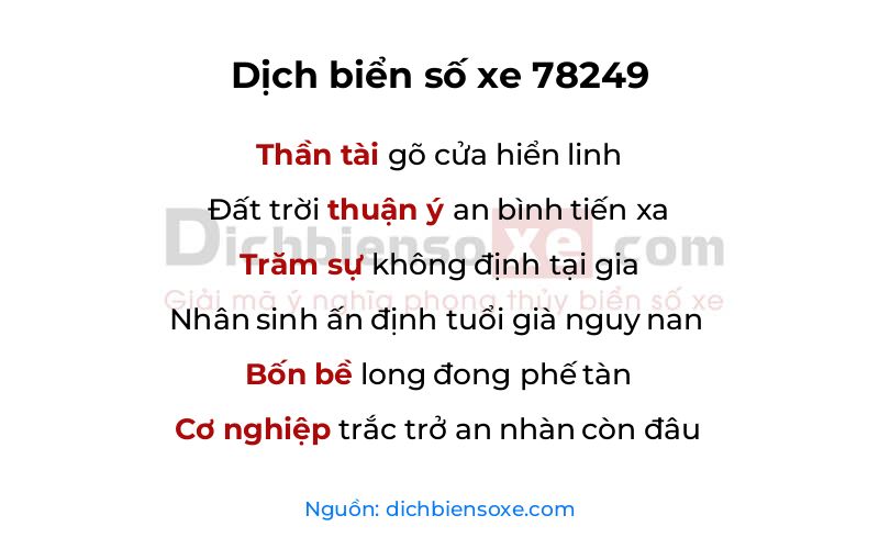 Dịch thơ biển số 78249