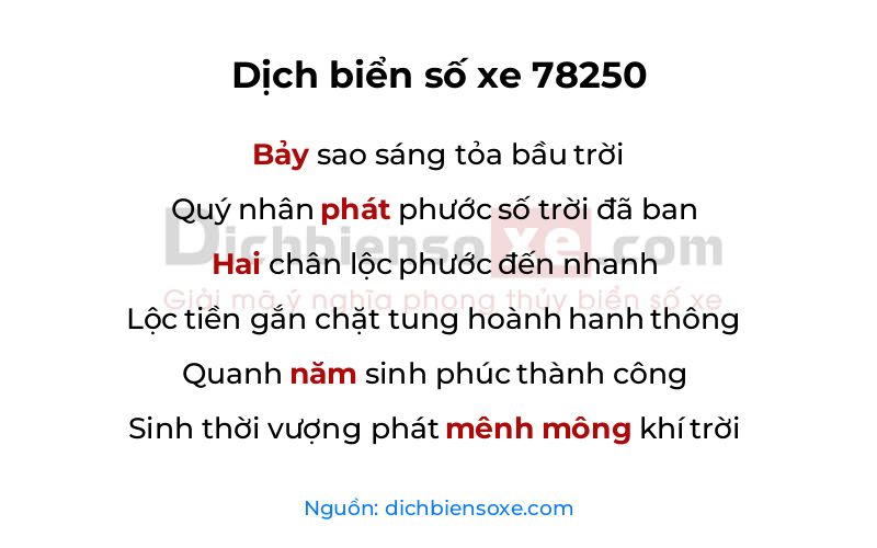 Dịch thơ biển số 78250