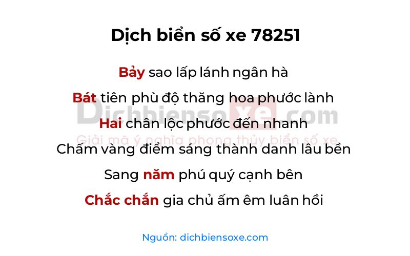 Dịch thơ biển số 78251