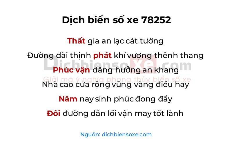 Dịch thơ biển số 78252