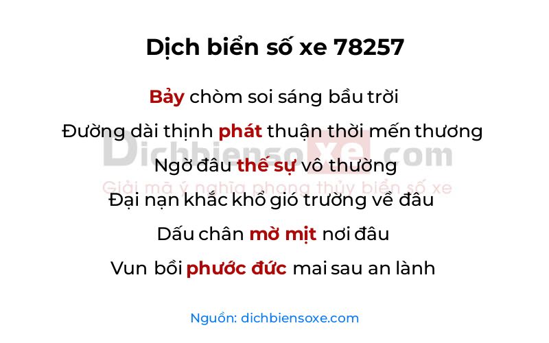 Dịch thơ biển số 78257