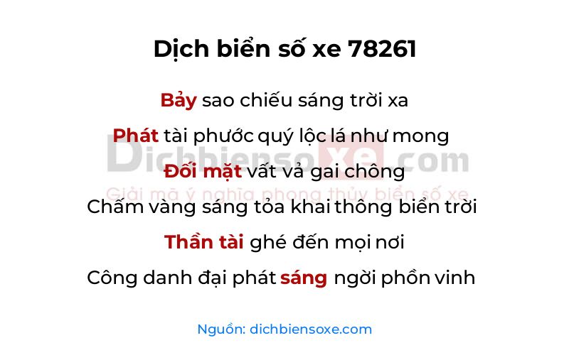Dịch thơ biển số 78261