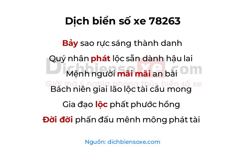 Dịch thơ biển số 78263
