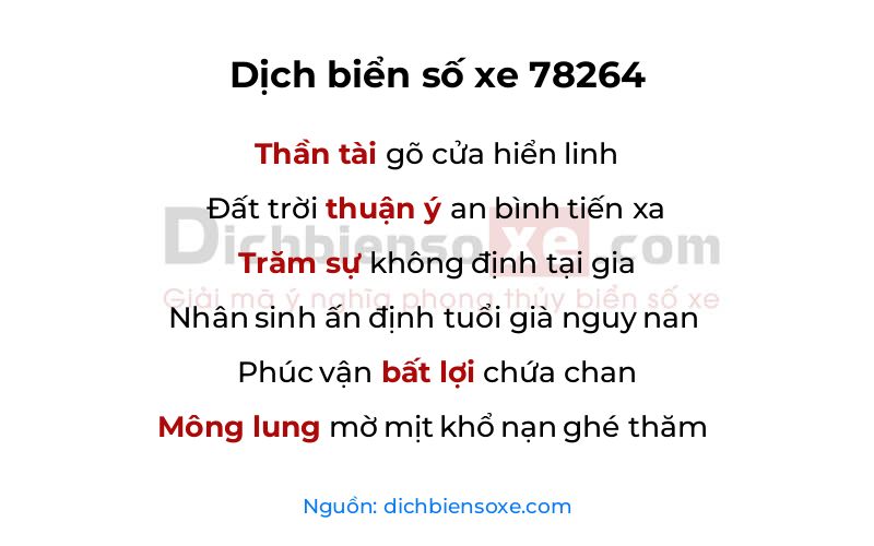 Dịch thơ biển số 78264