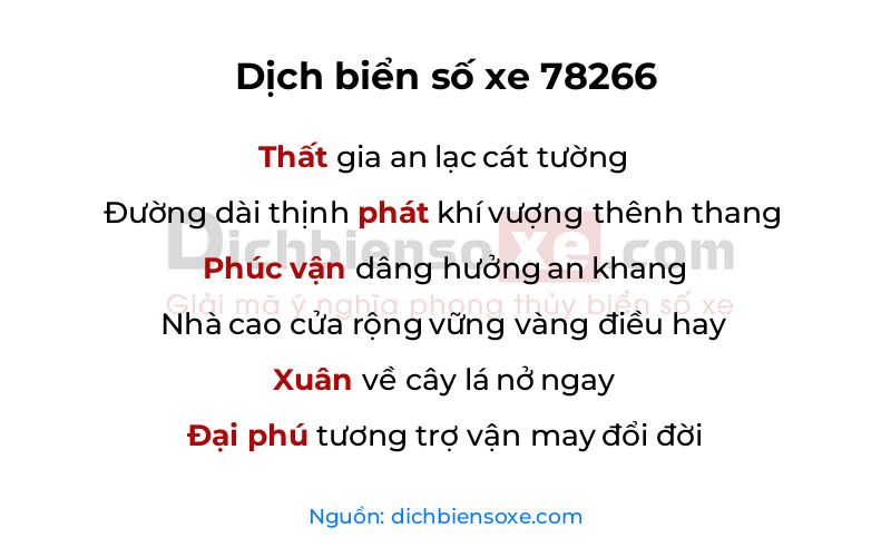 Dịch thơ biển số 78266