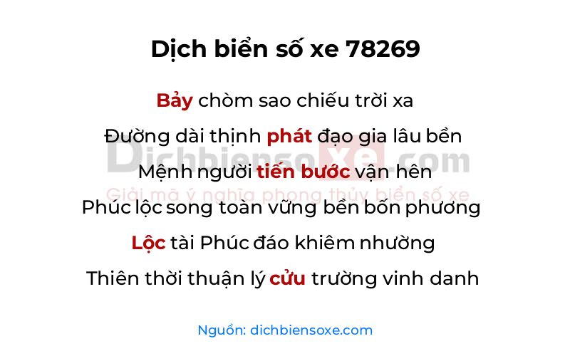 Dịch thơ biển số 78269