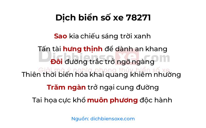 Dịch thơ biển số 78271