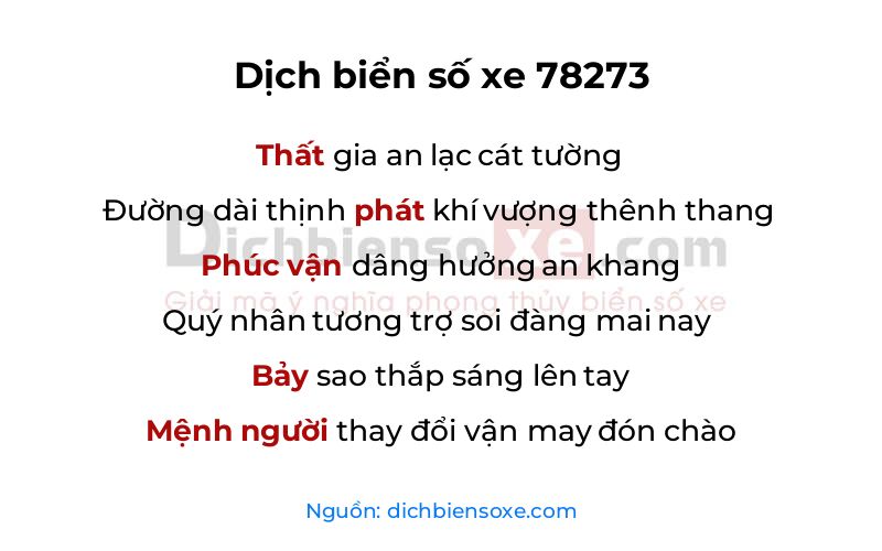 Dịch thơ biển số 78273