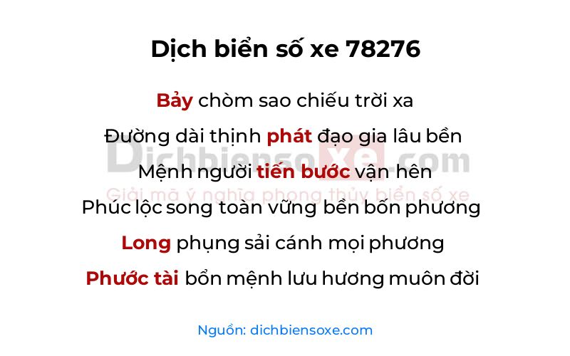 Dịch thơ biển số 78276
